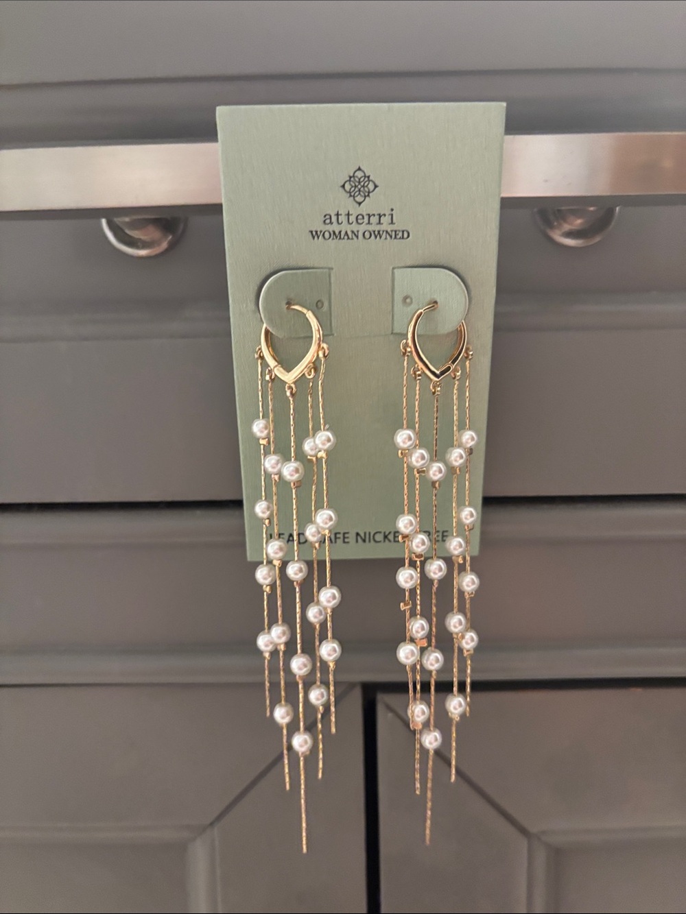 Atterri Gold Pearl Cascade Drop Earrings
